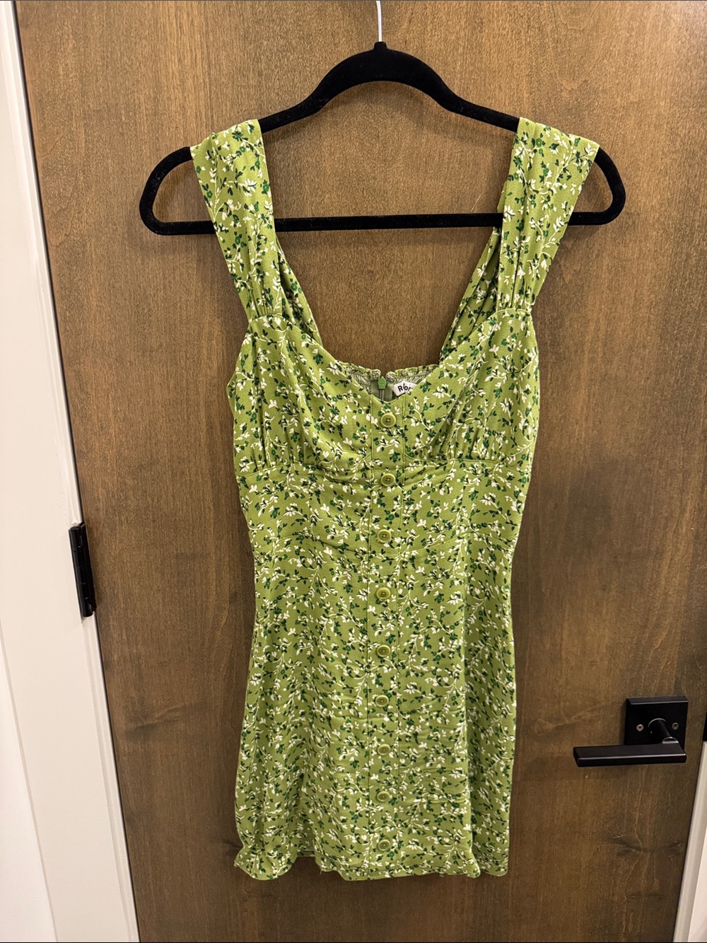 Reformation Green Floral Button-Front Sundress